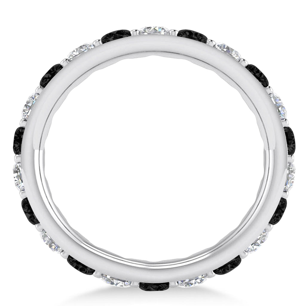 Black & White Diamond Eternity Wedding Band 14k White Gold (2.00ct)