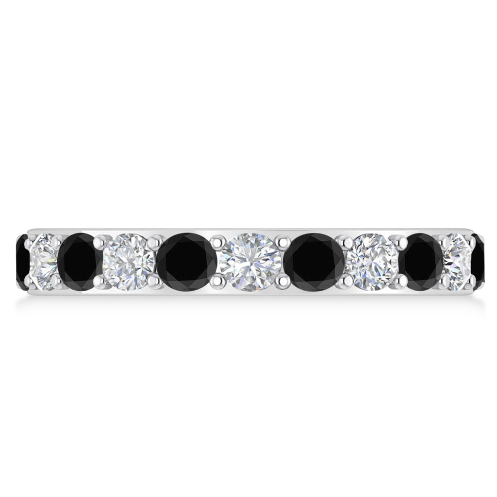 Black & White Diamond Eternity Wedding Band 14k White Gold (2.00ct)