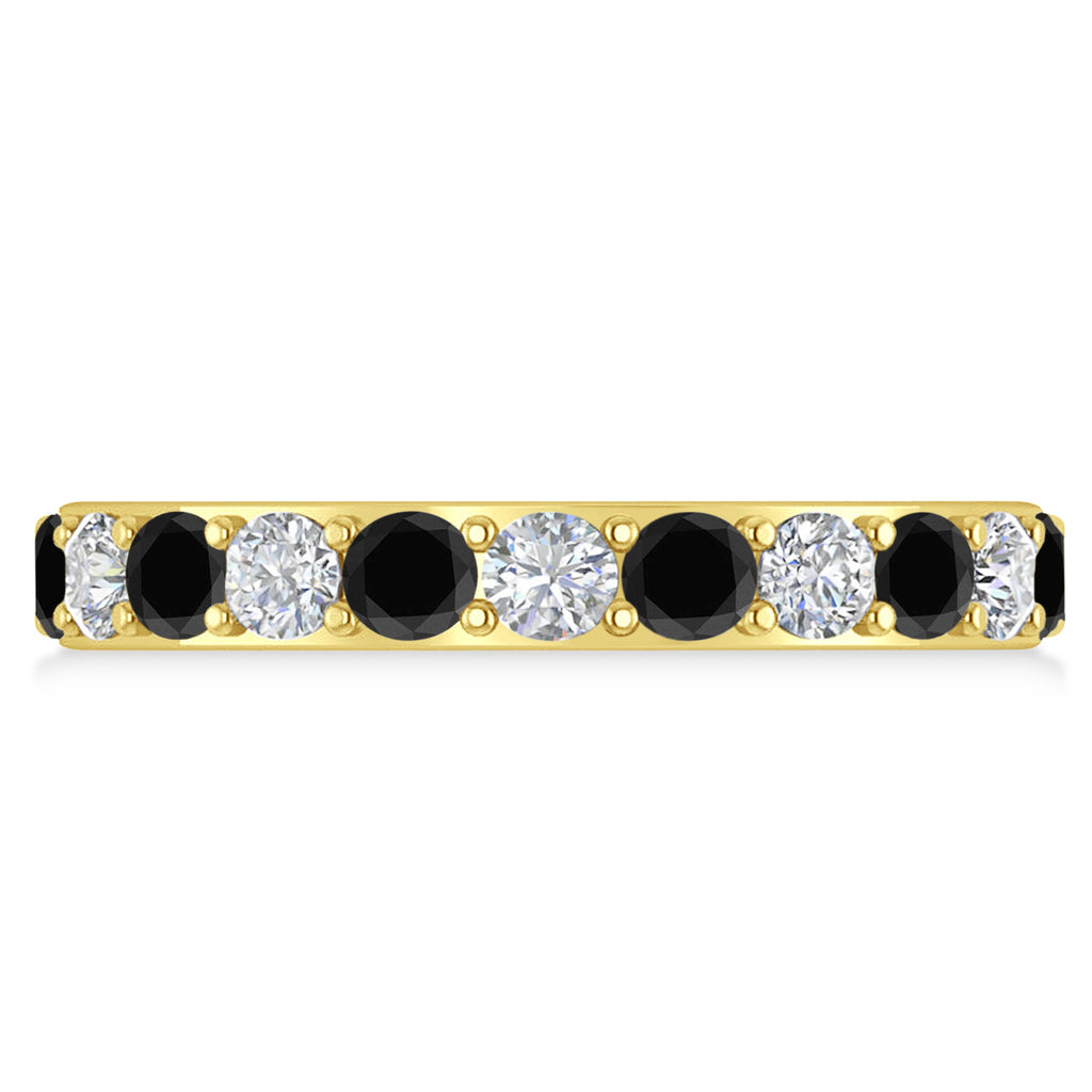 Black & White Diamond Eternity Wedding Band 14k Yellow Gold (2.00ct)