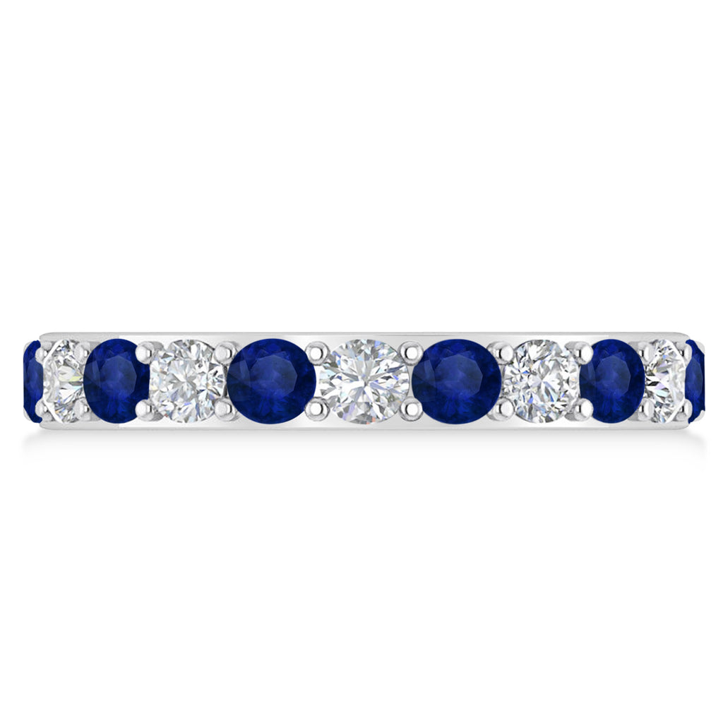Diamond & Blue Sapphire Eternity Wedding Band 14k White Gold (2.00ct)