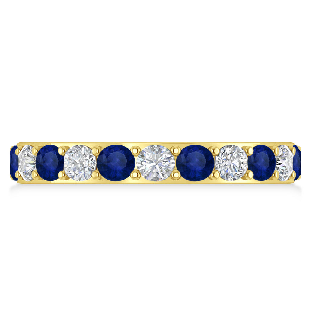 Diamond & Blue Sapphire Eternity Wedding Band 14k Yellow Gold (2.00ct)