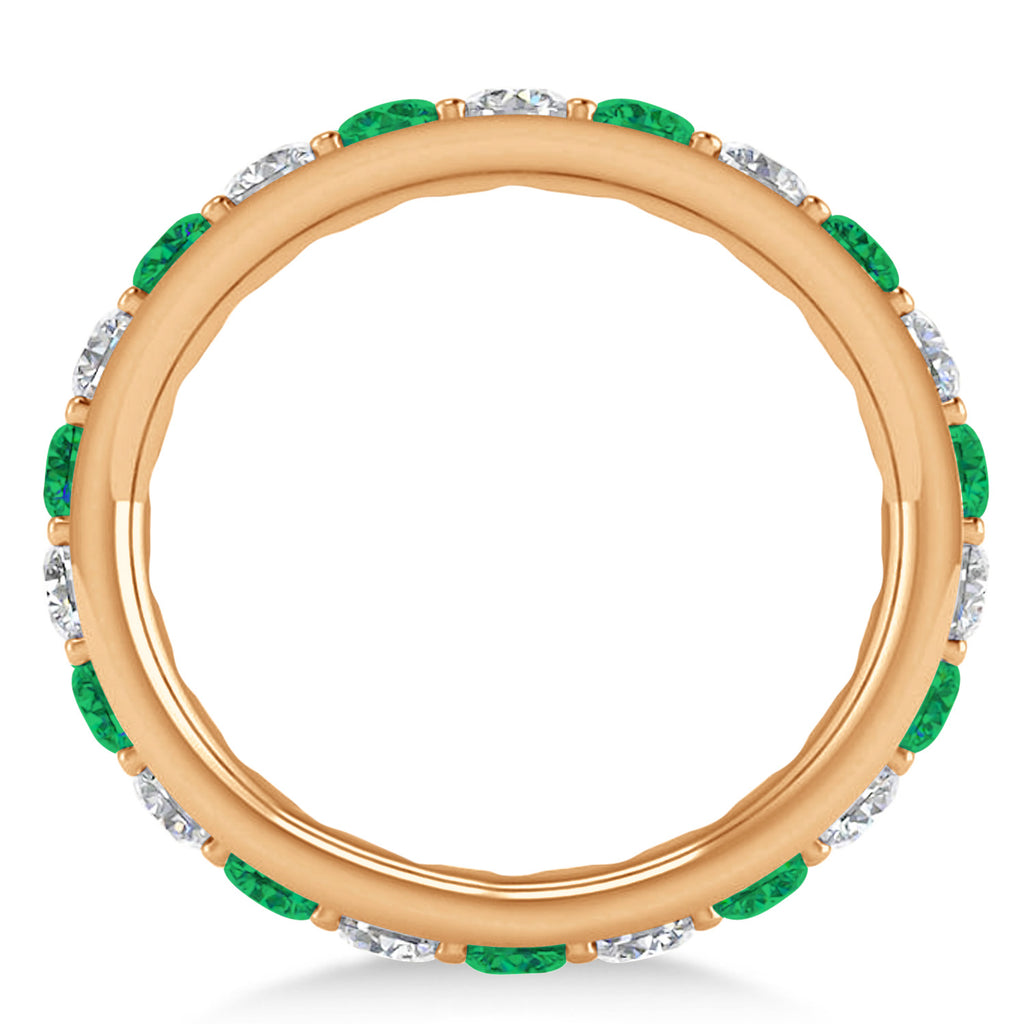 Diamond & Emerald Eternity Wedding Band 14k Rose Gold (2.00ct)