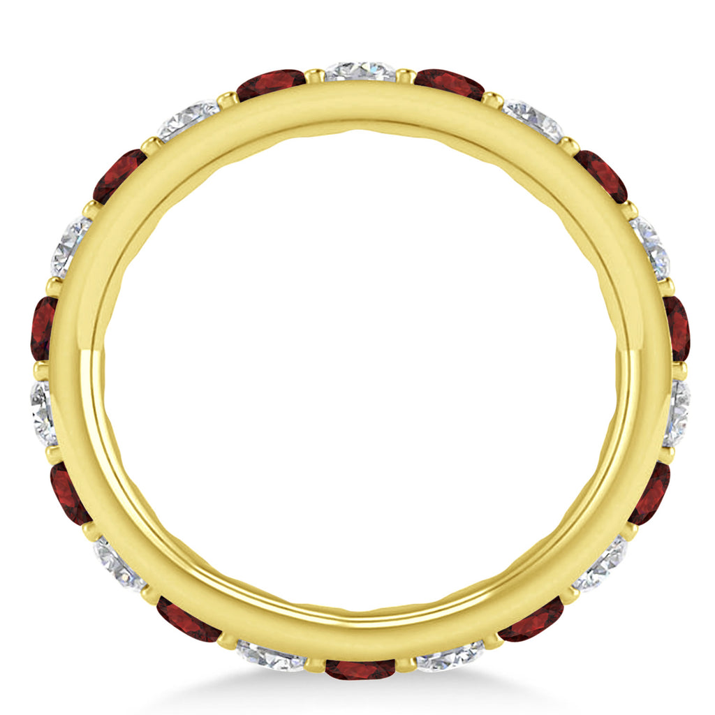 Diamond & Garnet Eternity Wedding Band 14k Yellow Gold (2.00ct)