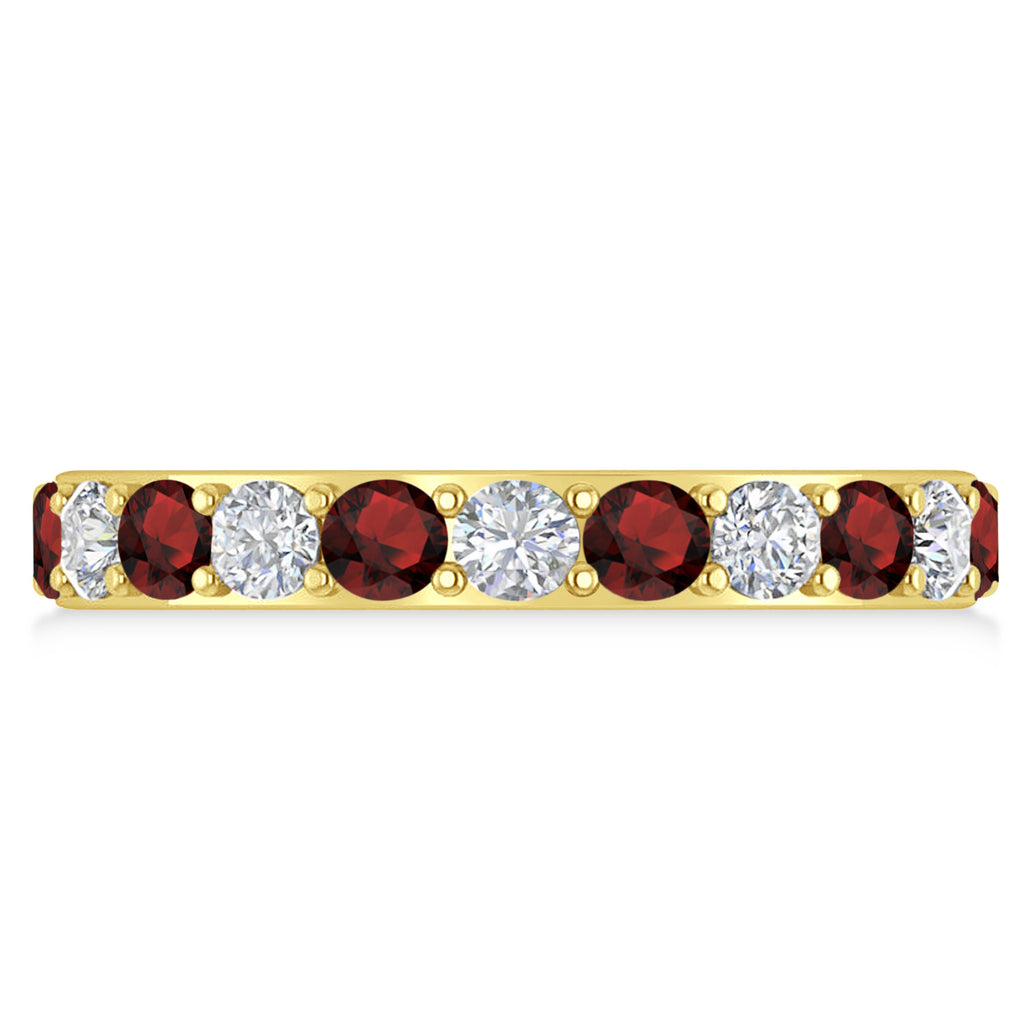 Diamond & Garnet Eternity Wedding Band 14k Yellow Gold (2.00ct)