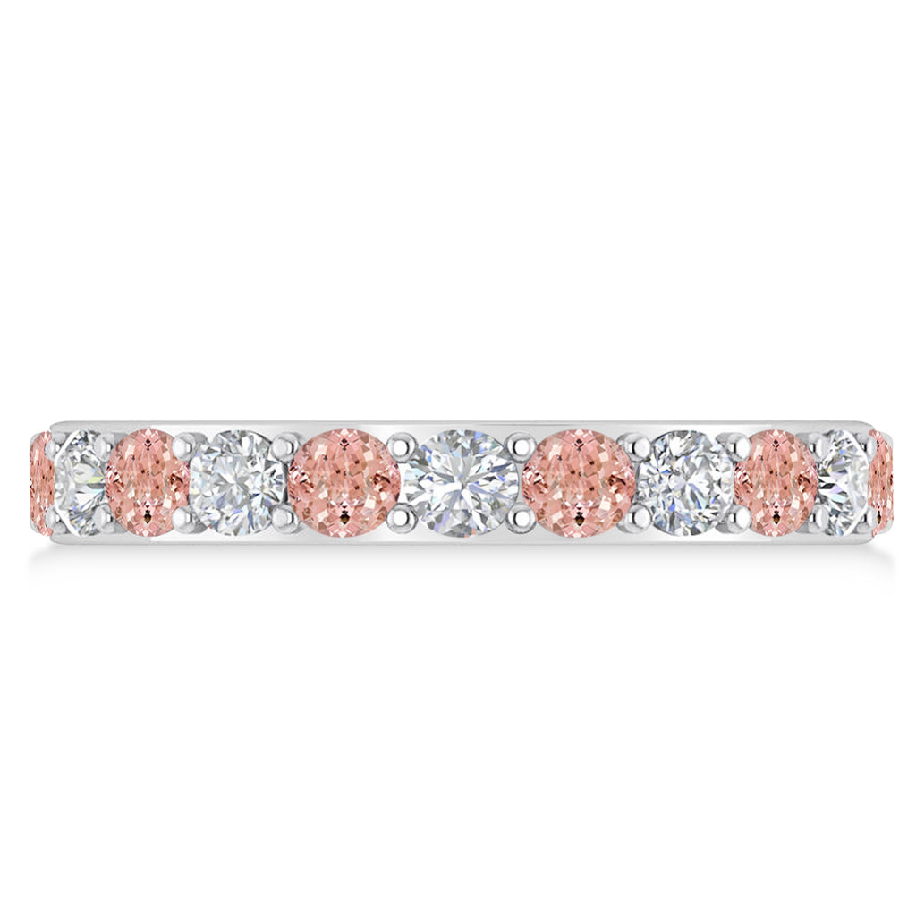 Diamond & Morganite Eternity Wedding Band 14k White Gold (2.00ct)