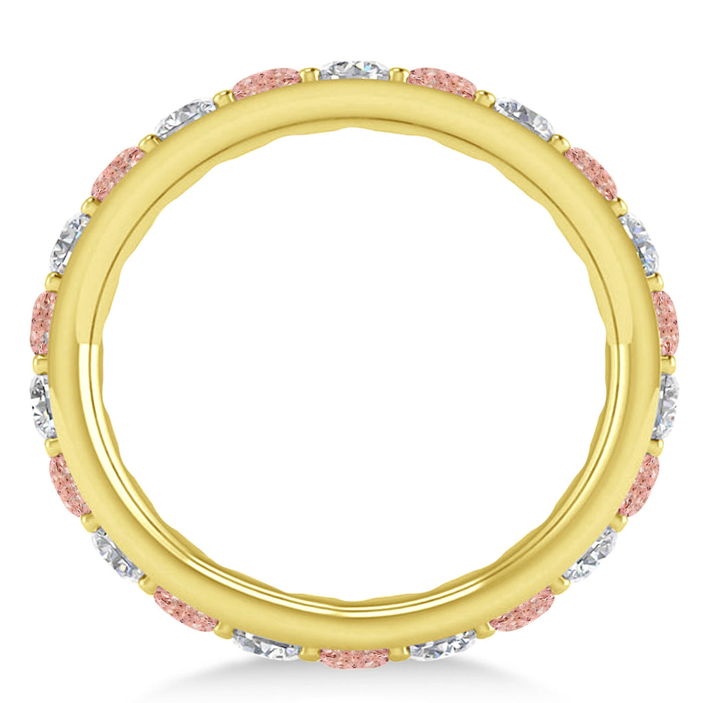 Diamond & Morganite Eternity Wedding Band 14k Yellow Gold (2.00ct)