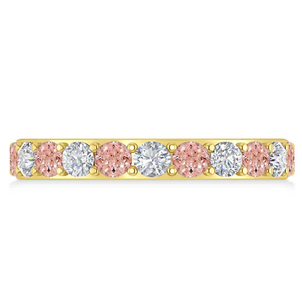 Diamond & Morganite Eternity Wedding Band 14k Yellow Gold (2.00ct)