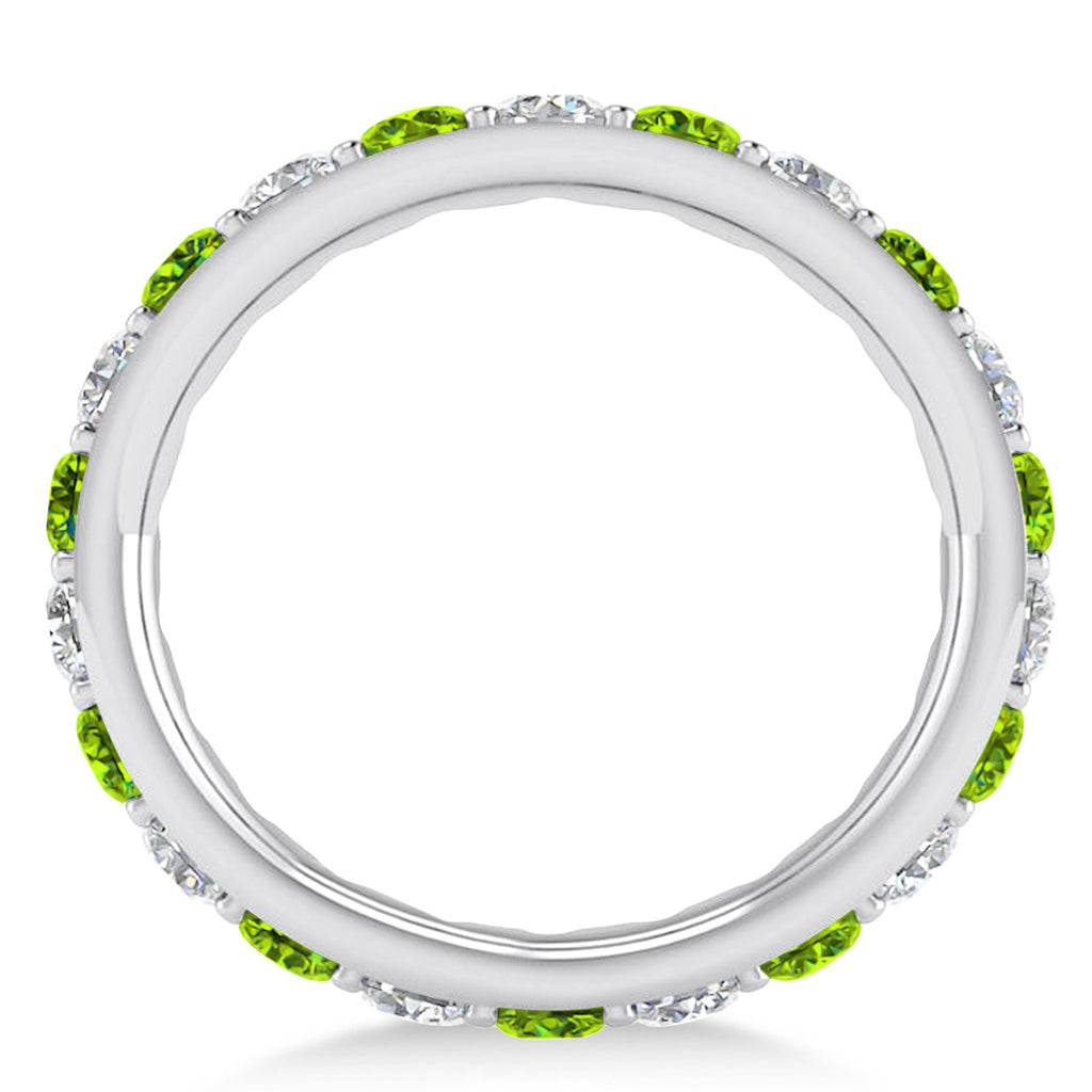 Diamond & Peridot Eternity Wedding Band 14k White Gold (2.00ct)