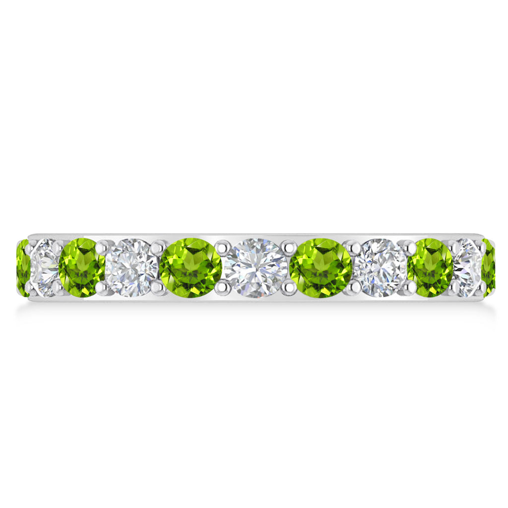 Diamond & Peridot Eternity Wedding Band 14k White Gold (2.00ct)