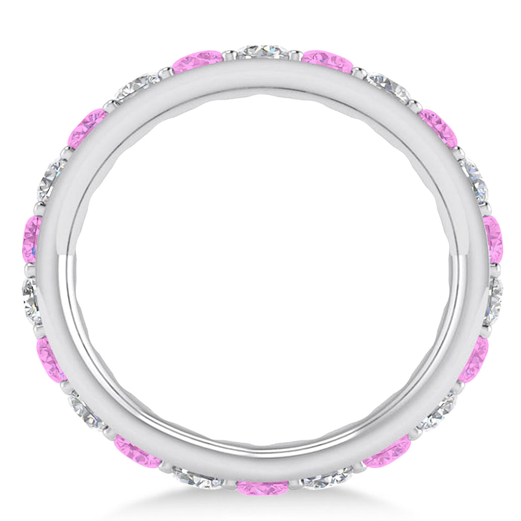Diamond & Pink Sapphire Eternity Wedding Band 14k White Gold (2.00ct)