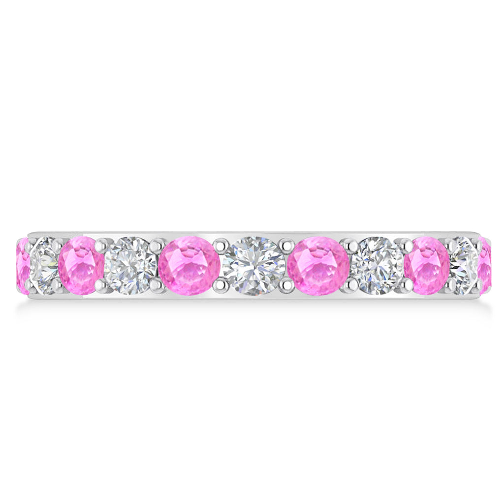 Diamond & Pink Sapphire Eternity Wedding Band 14k White Gold (2.00ct)
