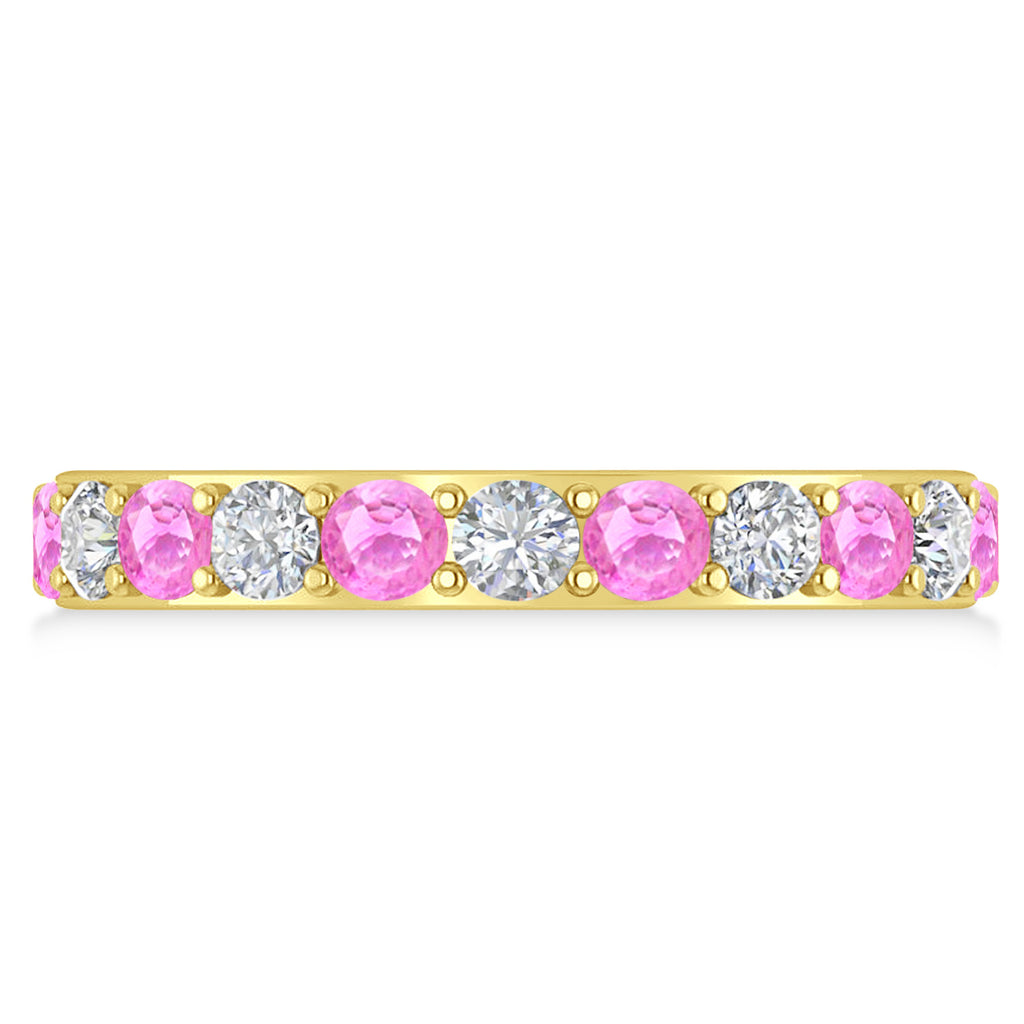 Diamond & Pink Sapphire Eternity Wedding Band 14k Yellow Gold (2.00ct)