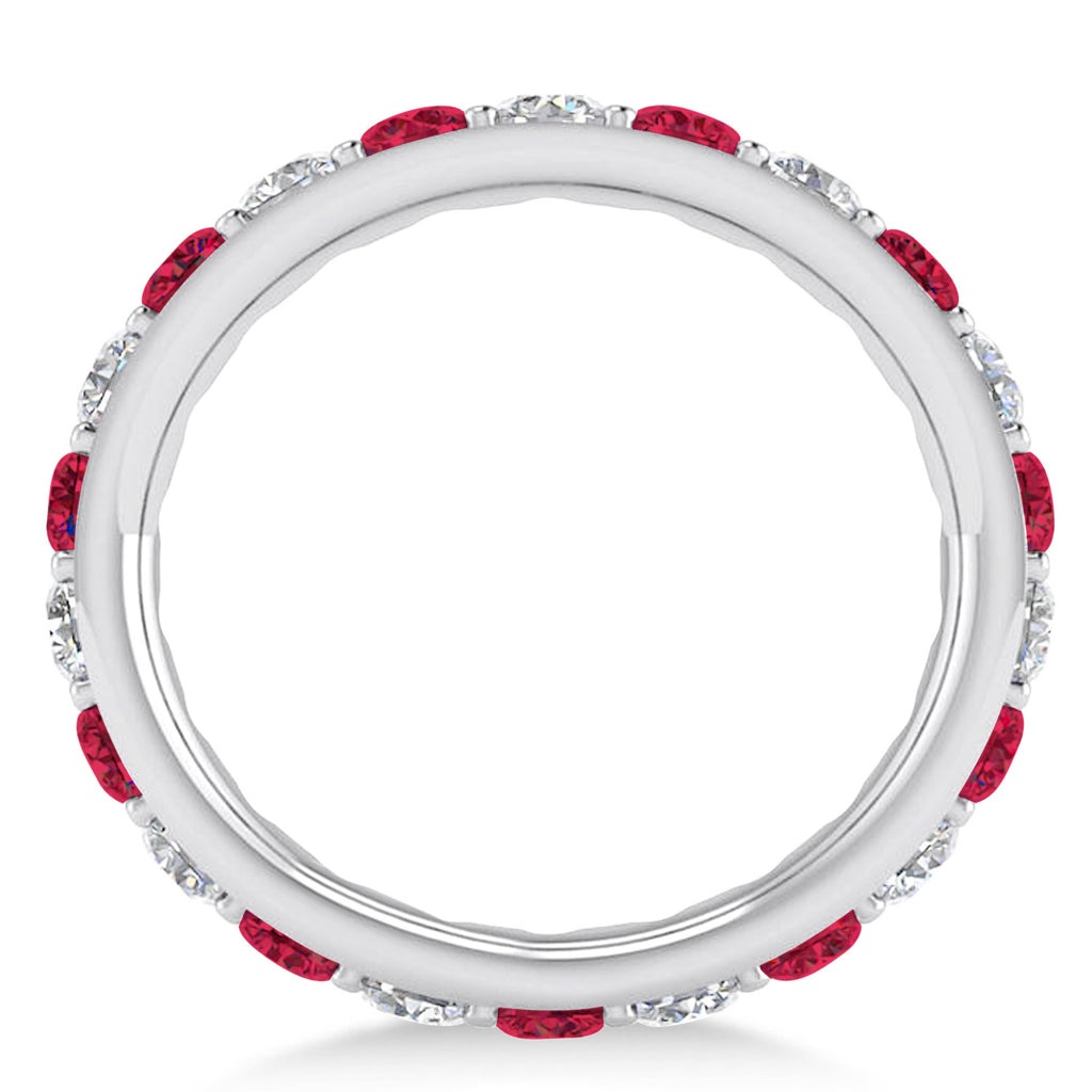 Diamond & Ruby Eternity Wedding Band 14k White Gold (2.00ct)