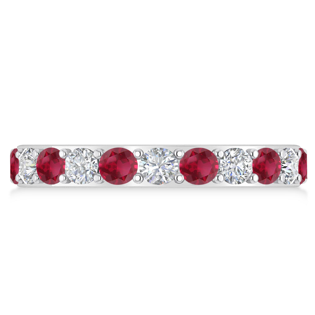 Diamond & Ruby Eternity Wedding Band 14k White Gold (2.00ct)