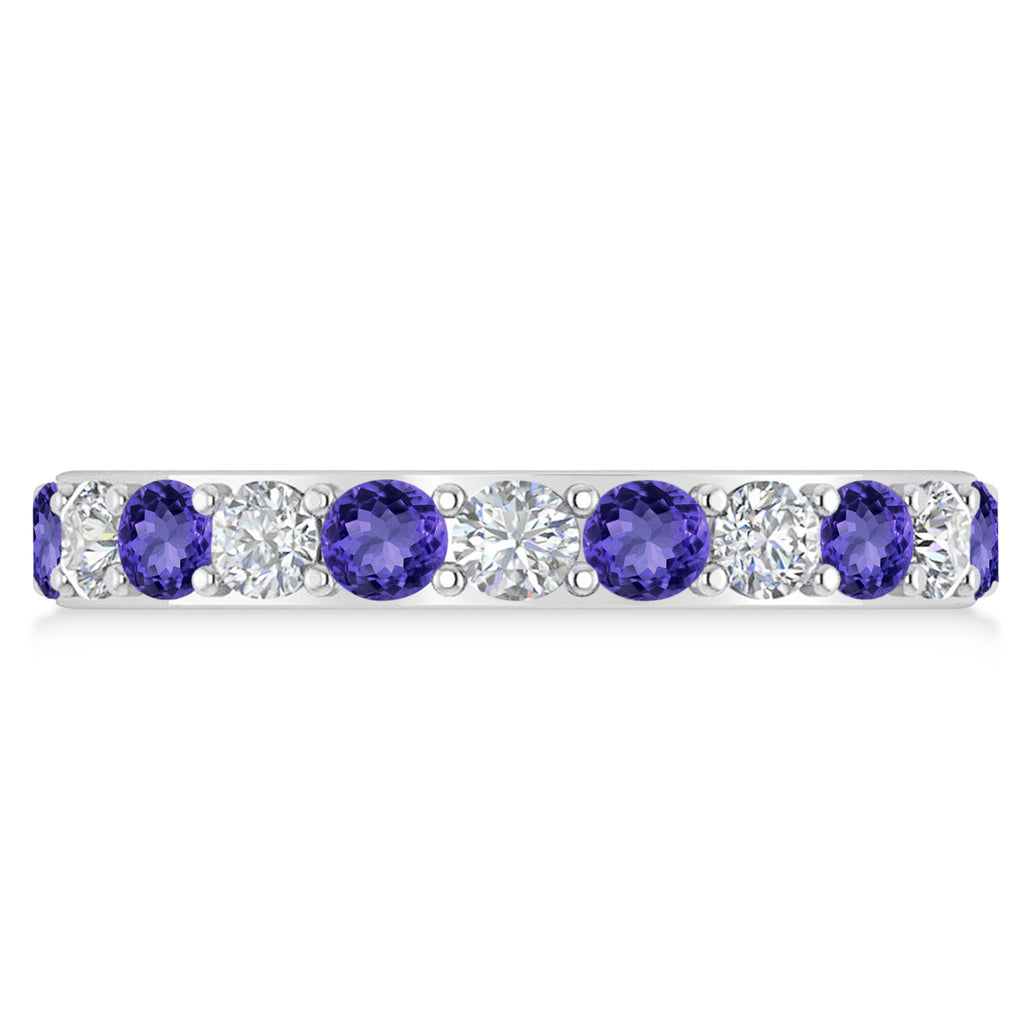 Diamond & Tanzanite Eternity Wedding Band 14k White Gold (2.00ct)