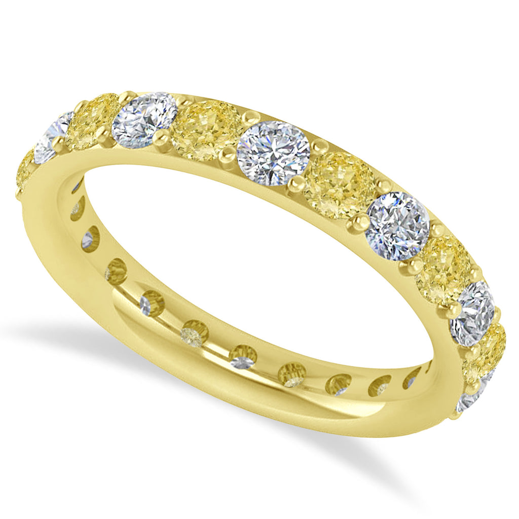Yellow & White Diamond Eternity Wedding Band 14k Yellow Gold (2.00ct)