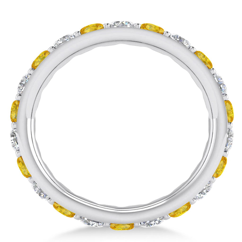 Diamond & Yellow Sapphire Eternity Wedding Band 14k White Gold (2.00ct)