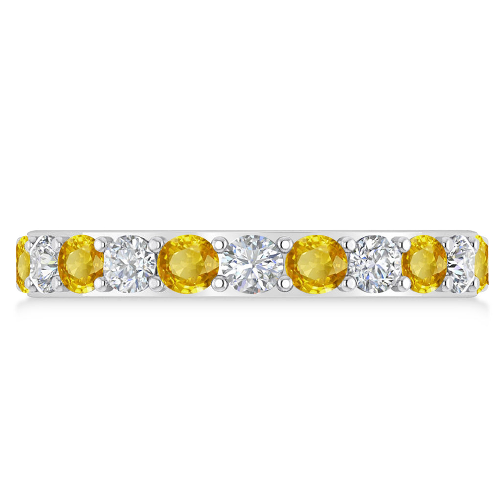 Diamond & Yellow Sapphire Eternity Wedding Band 14k White Gold (2.00ct)