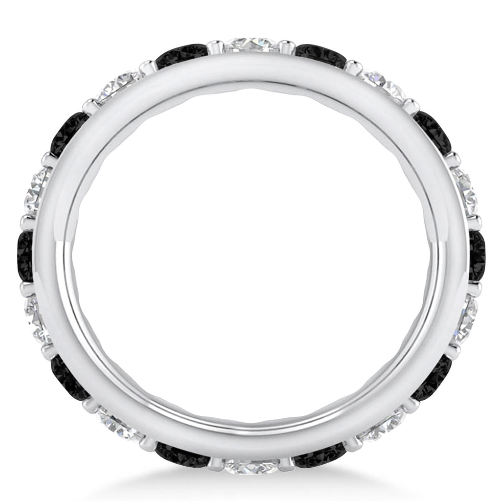 Black & White Diamond Eternity Wedding Band 14k White Gold (2.50ct)