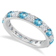 Diamond & Blue Topaz Eternity Wedding Band 14k White Gold (2.50ct)