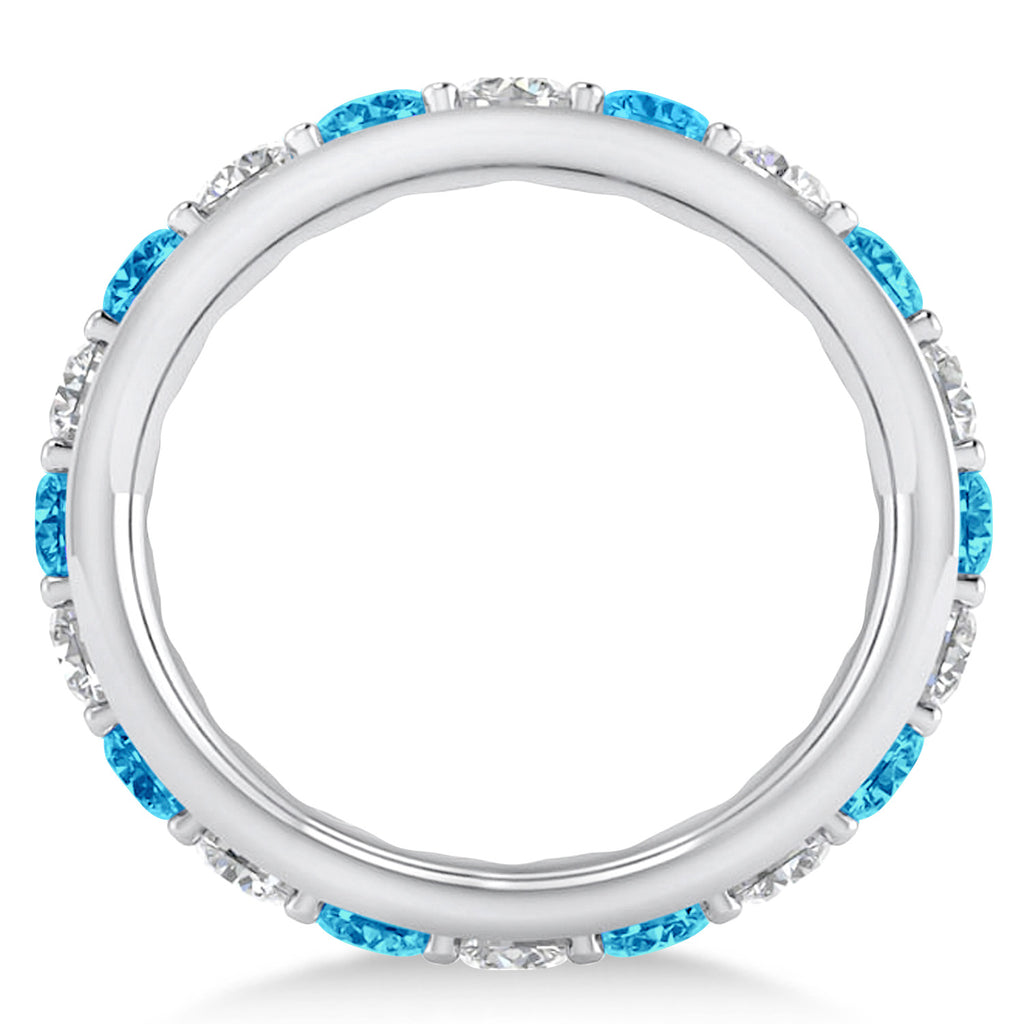 Diamond & Blue Topaz Eternity Wedding Band 14k White Gold (2.50ct)
