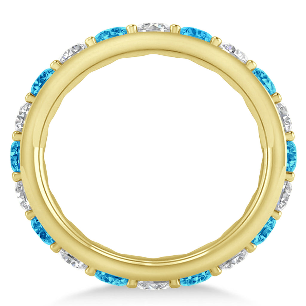 Diamond & Blue Topaz Eternity Wedding Band 14k Yellow Gold (2.50ct)