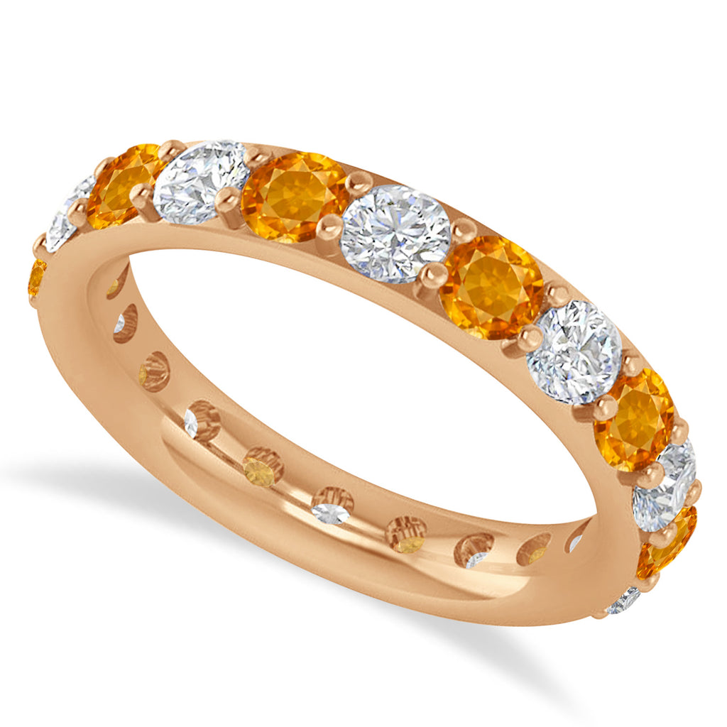 Diamond & Citrine Eternity Wedding Band 14k Rose Gold (2.50ct)