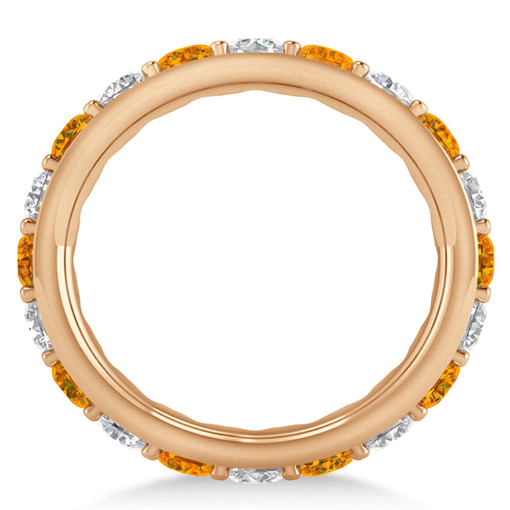 Diamond & Citrine Eternity Wedding Band 14k Rose Gold (2.50ct)