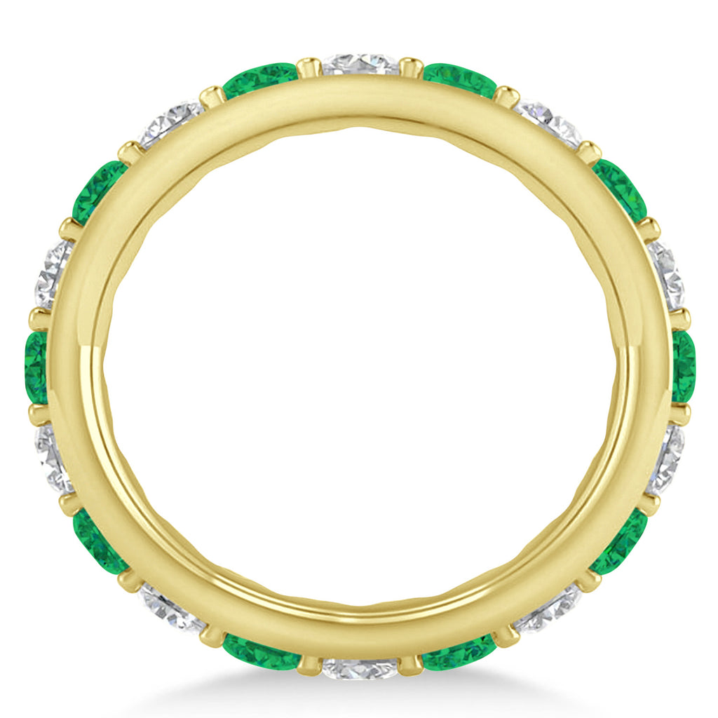 Diamond & Emerald Eternity Wedding Band 14k Yellow Gold (2.50ct)