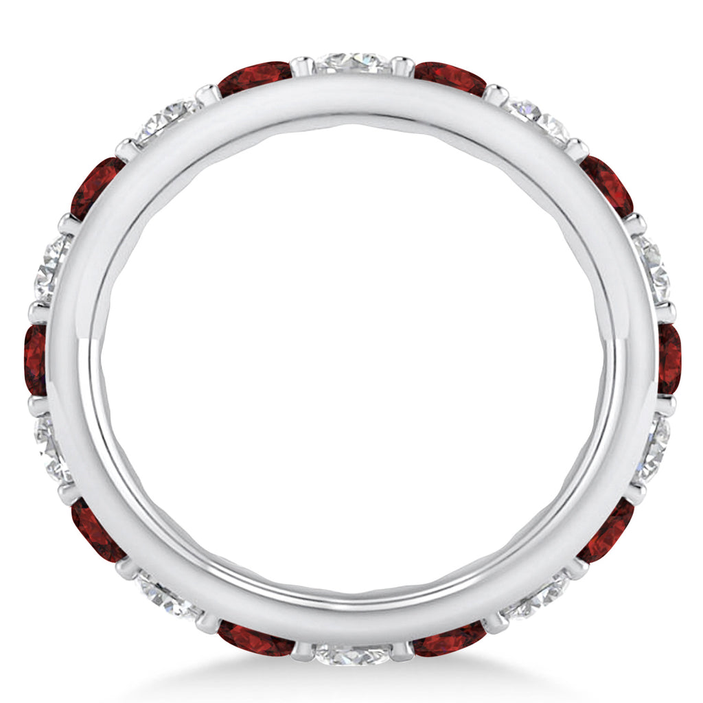 Diamond & Garnet Eternity Wedding Band 14k White Gold (2.50ct)