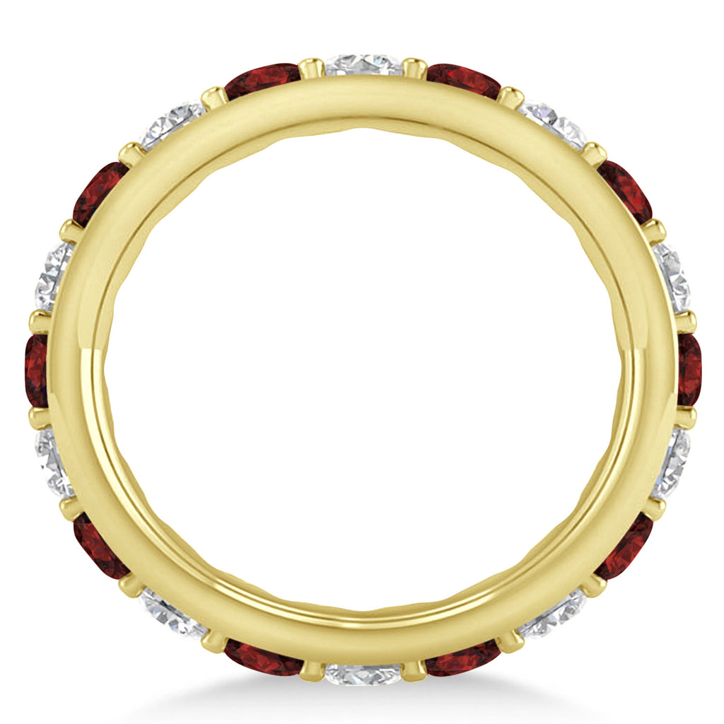 Diamond & Garnet Eternity Wedding Band 14k Yellow Gold (2.50ct)