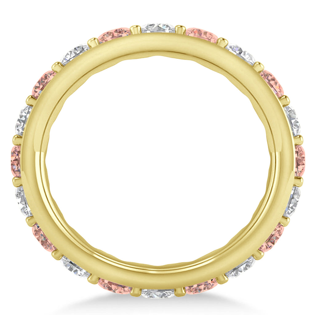 Diamond & Morganite Eternity Wedding Band 14k Yellow Gold (2.50ct)