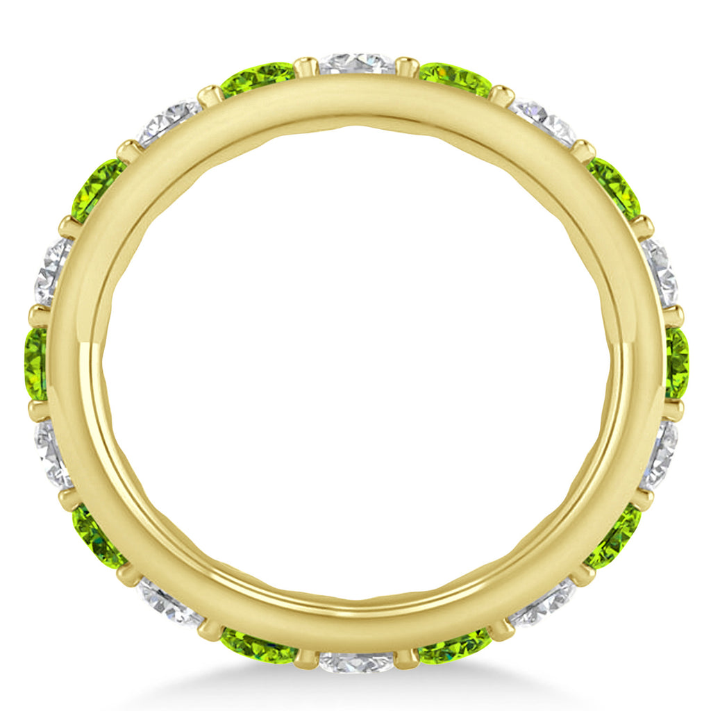 Diamond & Peridot Eternity Wedding Band 14k Yellow Gold (2.50ct)