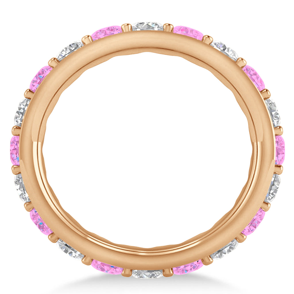 Diamond & Pink Sapphire Eternity Wedding Band 14k Rose Gold (2.50ct)
