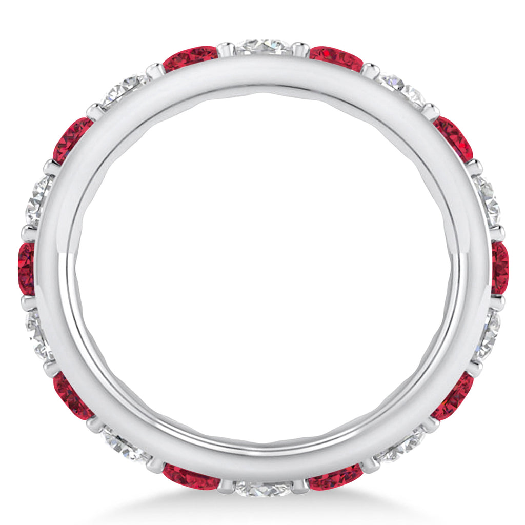 Diamond & Ruby Eternity Wedding Band 14k White Gold (2.50ct)