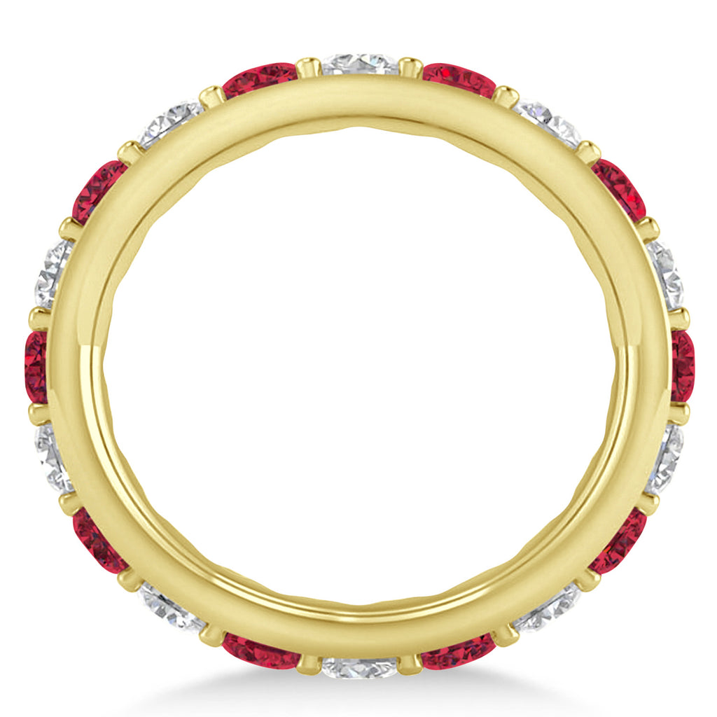 Diamond & Ruby Eternity Wedding Band 14k Yellow Gold (2.50ct)