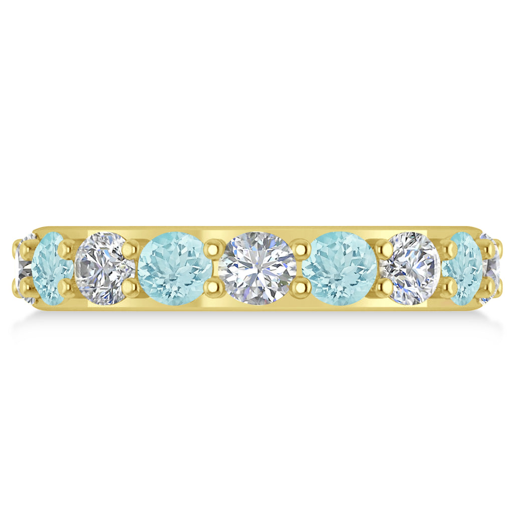 Diamond & Aquamarine Eternity Wedding Band 14k Yellow Gold (4.20ct)