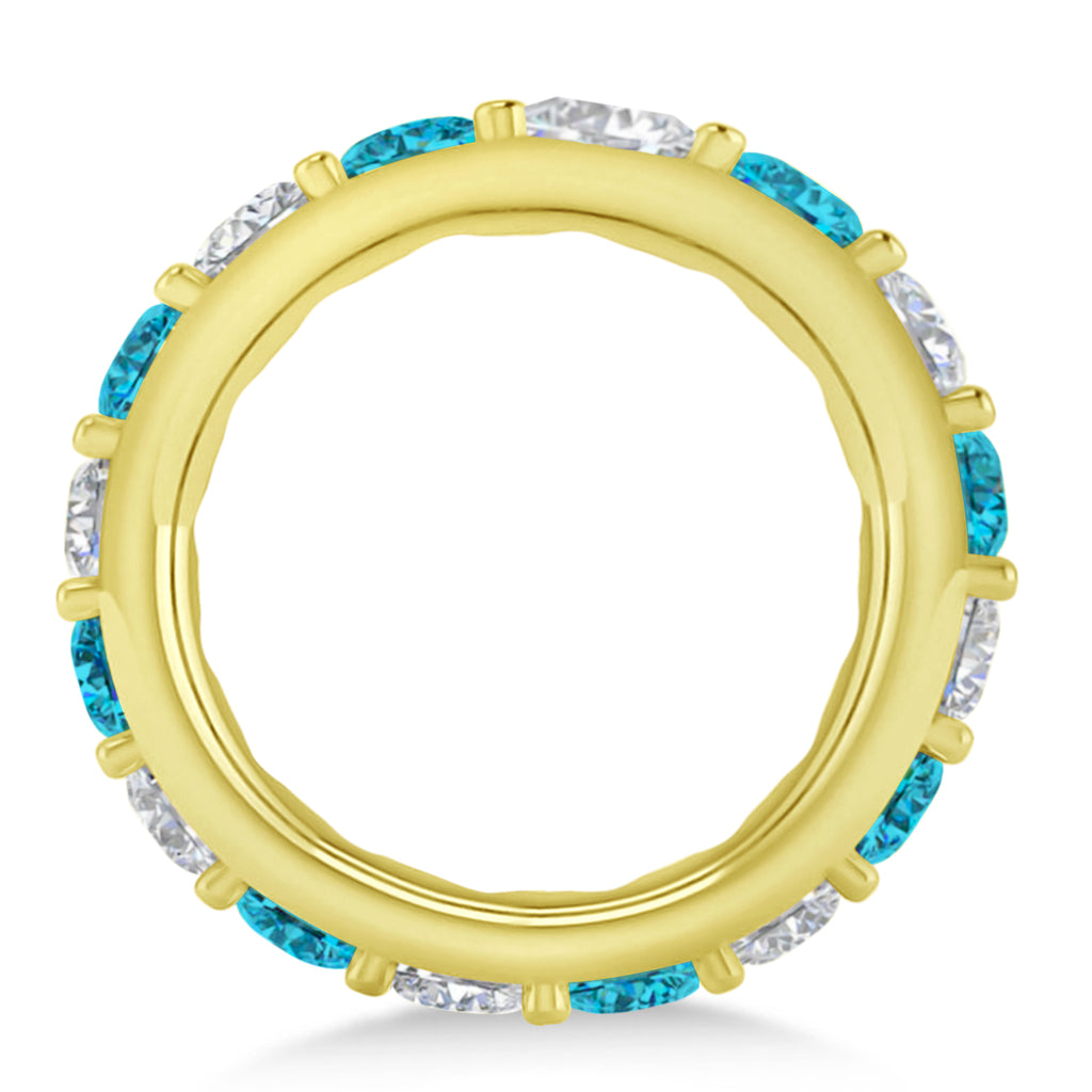 Blue & White Diamond Eternity Wedding Band 14k Yellow Gold (4.20ct)