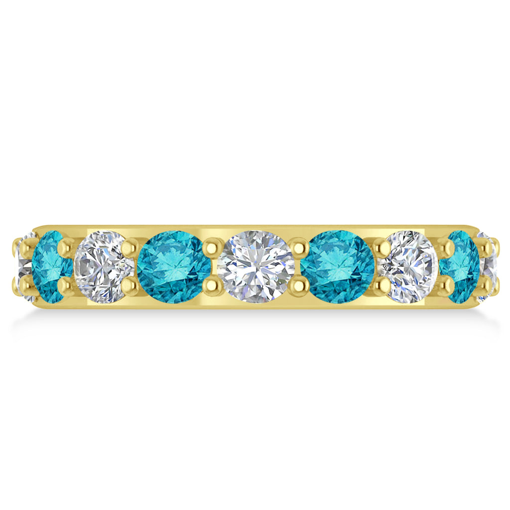 Blue & White Diamond Eternity Wedding Band 14k Yellow Gold (4.20ct)