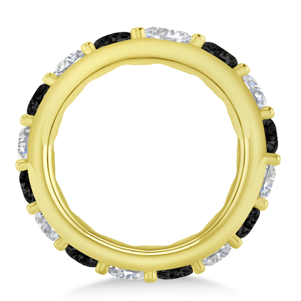 Black & White Diamond Eternity Wedding Band 14k Yellow Gold (4.20ct)
