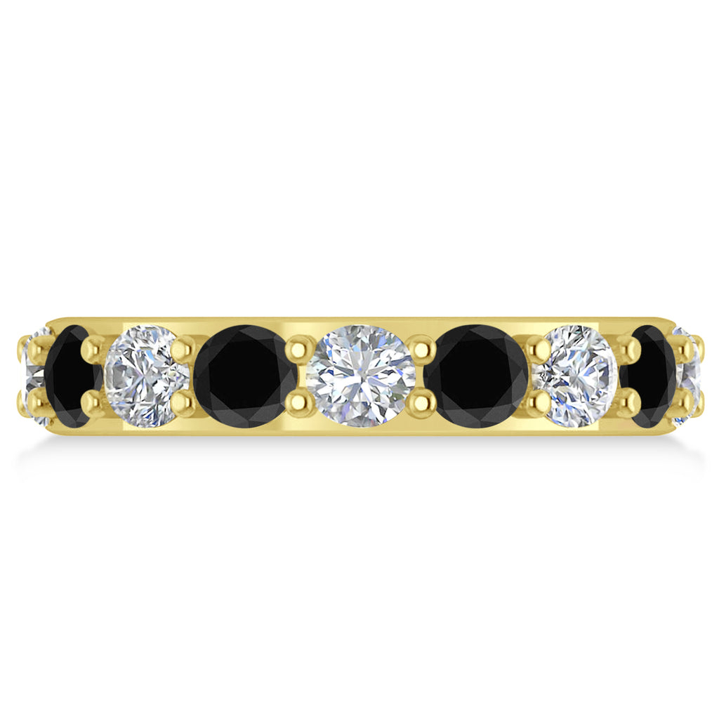 Black & White Diamond Eternity Wedding Band 14k Yellow Gold (4.20ct)