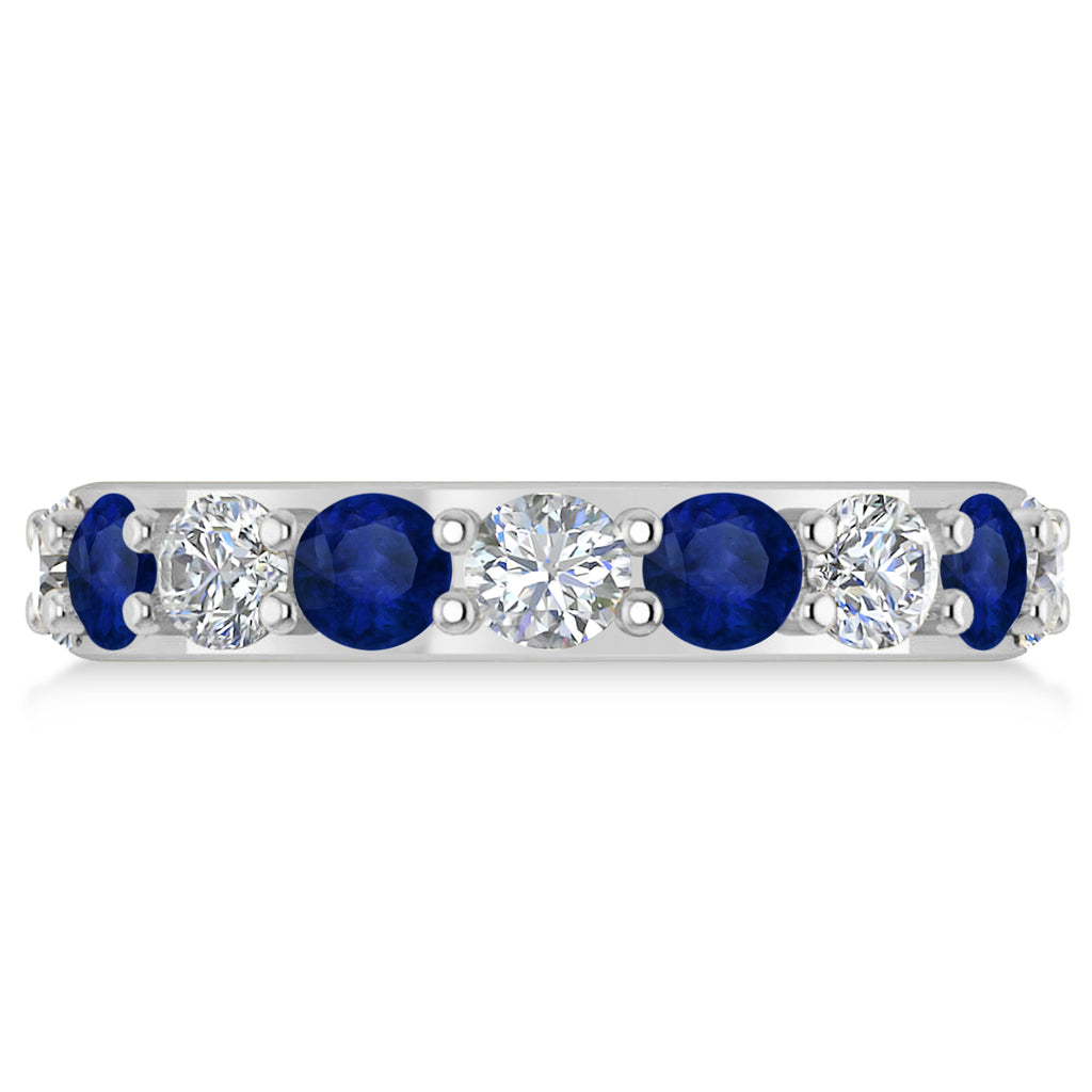 Diamond & Blue Sapphire Eternity Wedding Band 14k White Gold (4.20ct)