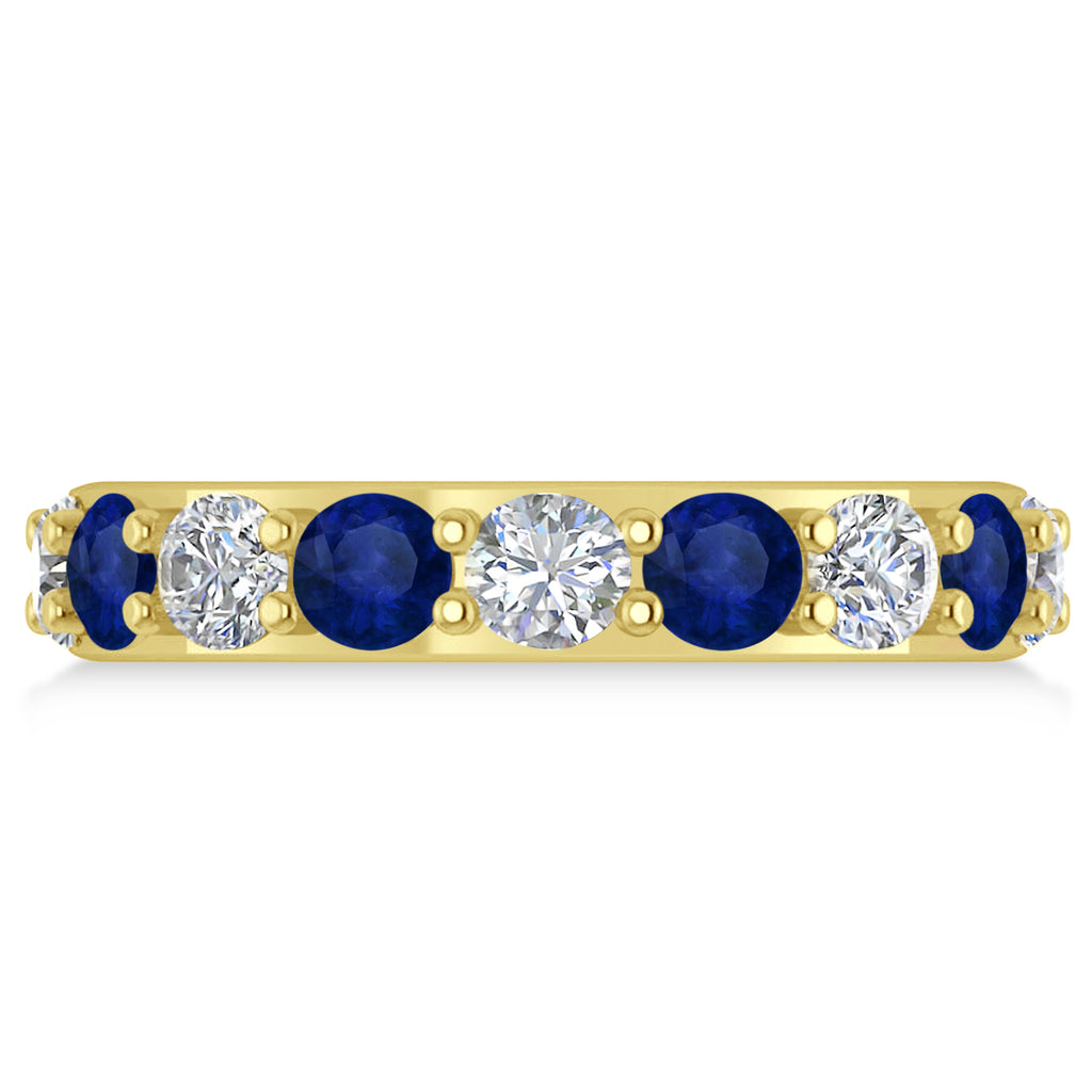 Diamond & Blue Sapphire Eternity Wedding Band 14k Yellow Gold (4.20ct)