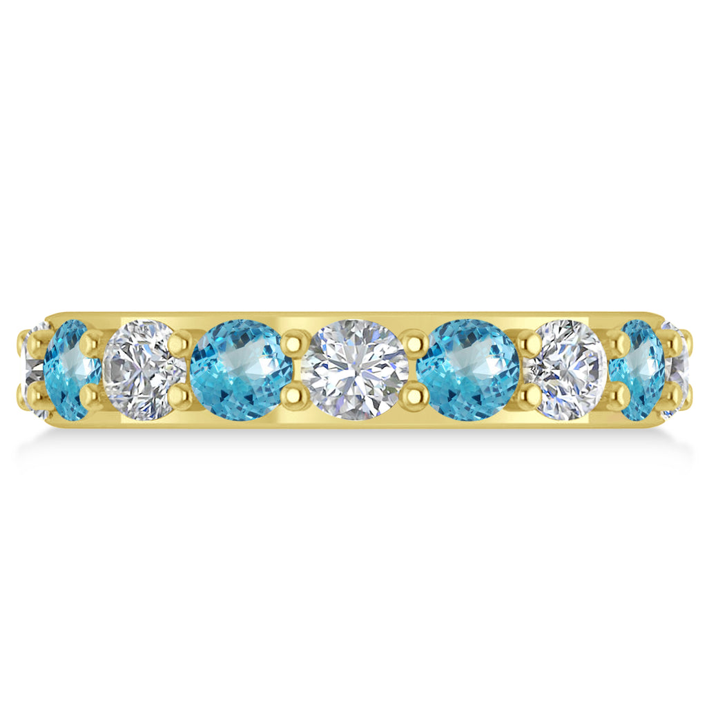 Diamond & Blue Topaz Eternity Wedding Band 14k Yellow Gold (4.20ct)