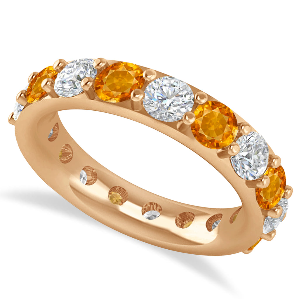 Diamond & Citrine Eternity Wedding Band 14k Rose Gold (4.20ct)