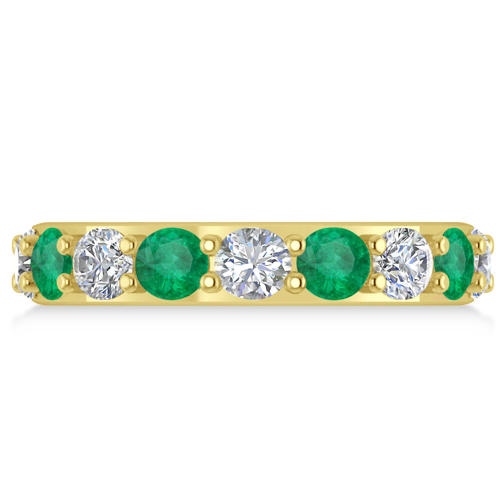 Diamond & Emerald Eternity Wedding Band 14k Yellow Gold (4.20ct)