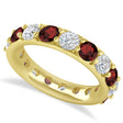 Diamond & Garnet Eternity Wedding Band 14k Yellow Gold (4.20ct)