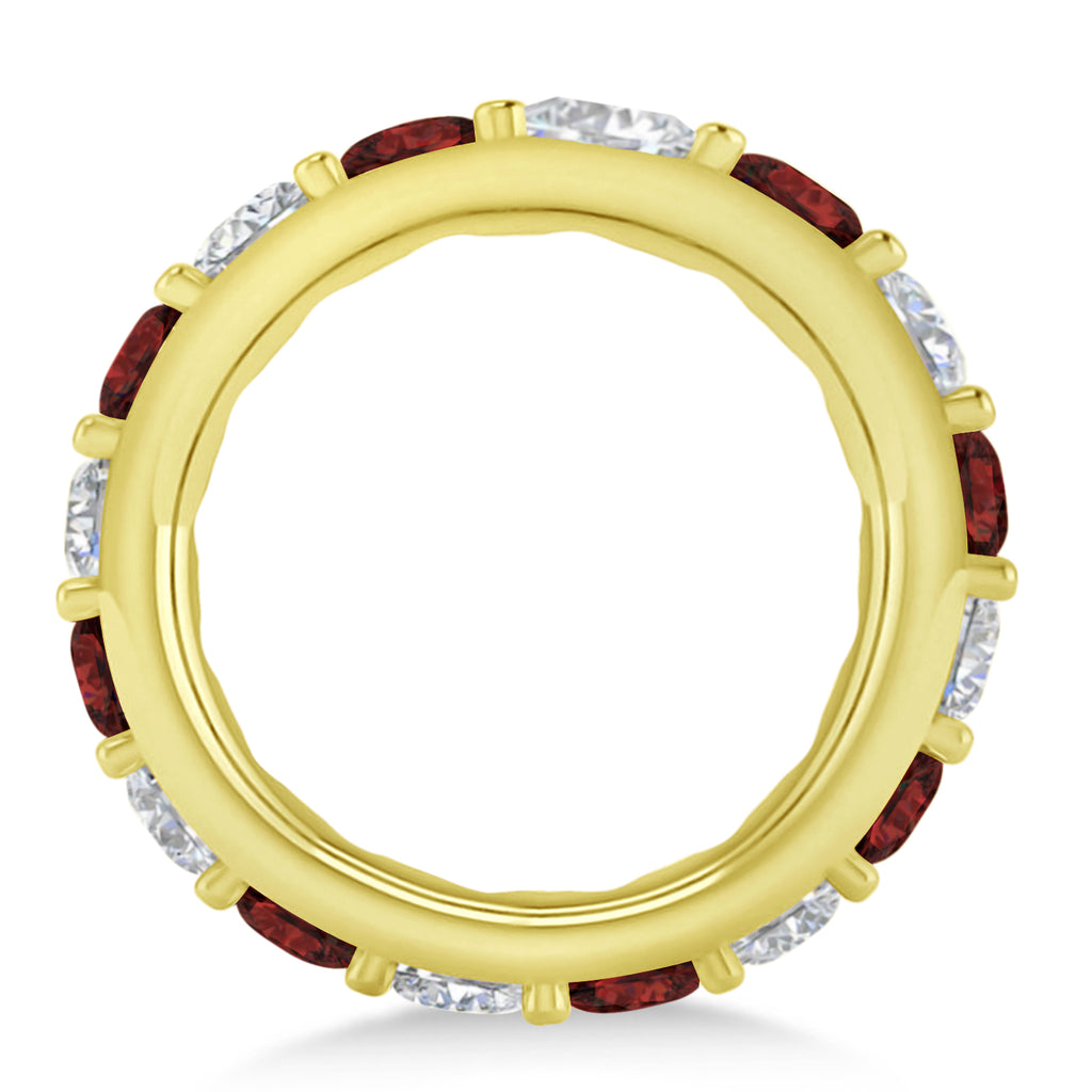 Diamond & Garnet Eternity Wedding Band 14k Yellow Gold (4.20ct)