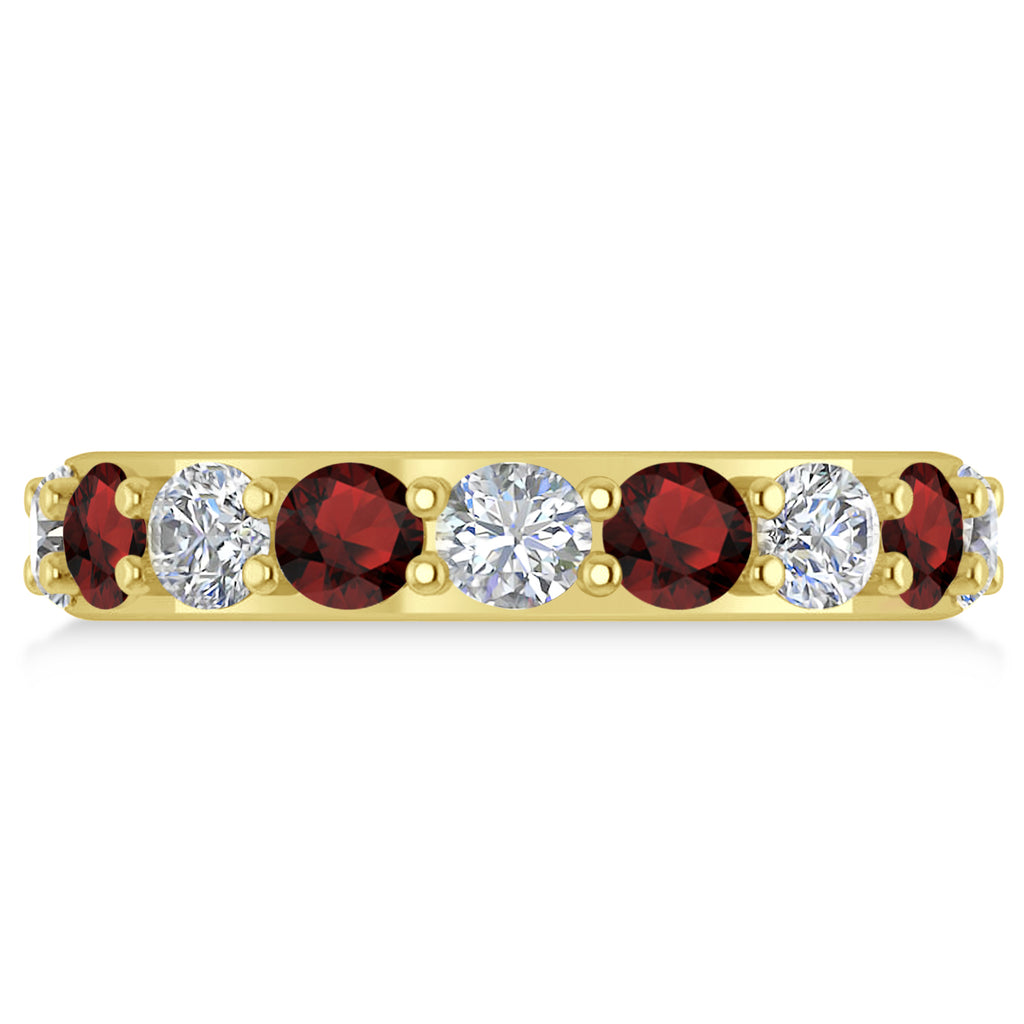 Diamond & Garnet Eternity Wedding Band 14k Yellow Gold (4.20ct)