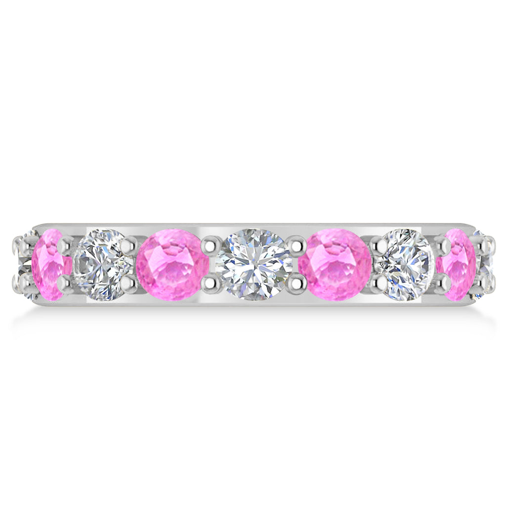 Diamond & Pink Sapphire Eternity Wedding Band 14k White Gold (4.20ct)